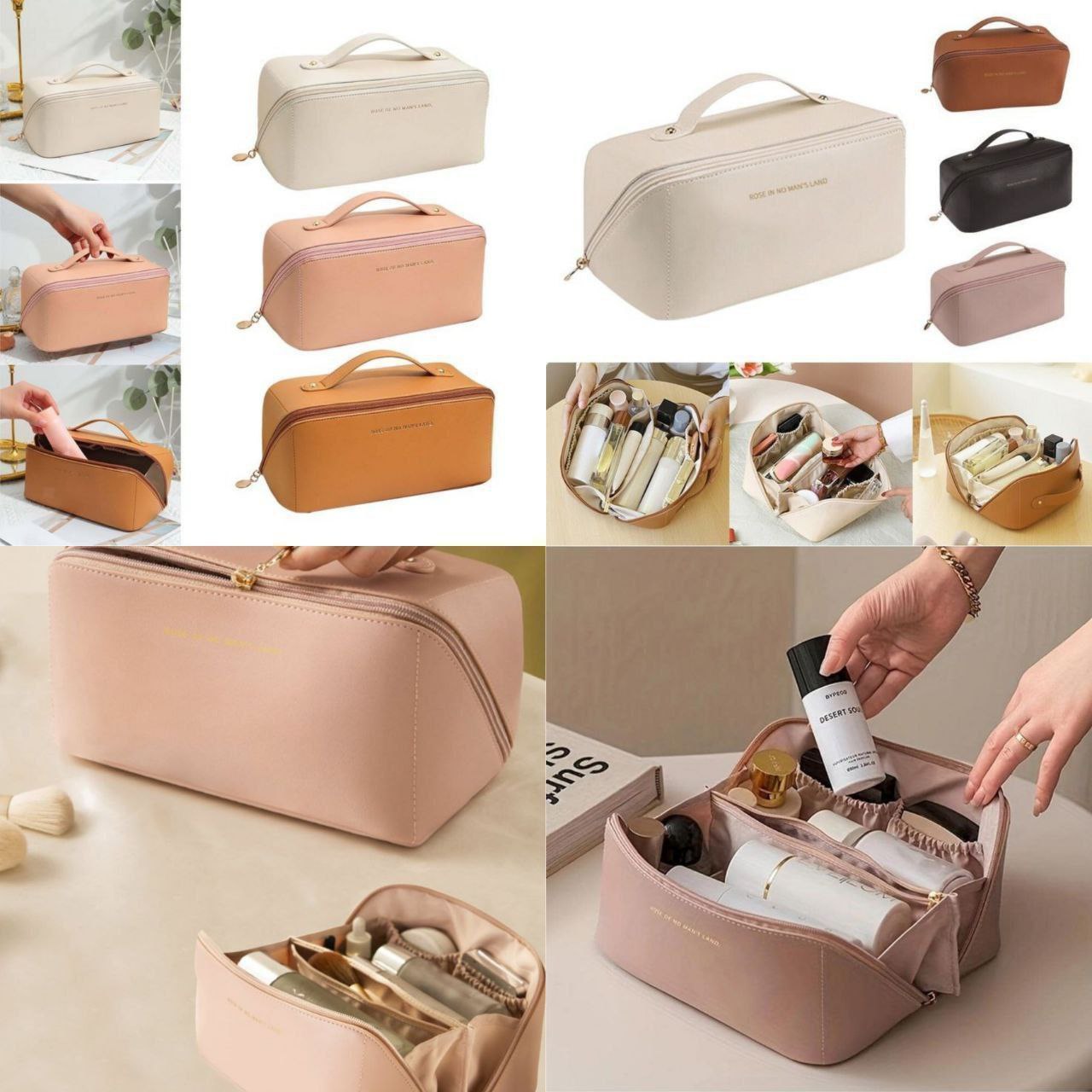 Premium waterproof travel makeup and toiletry organizer bag for women