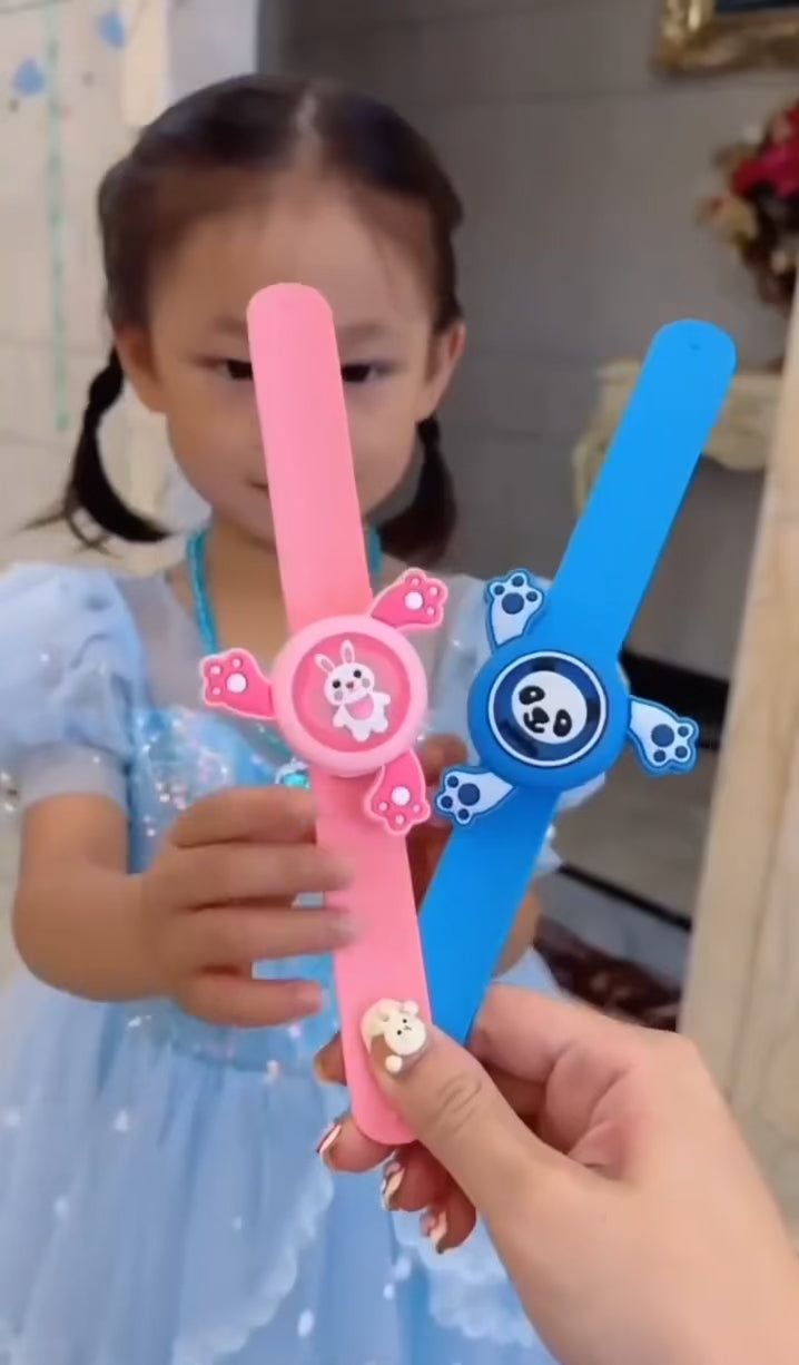 Kids LED Slap Bracelet Watch Toy | 360° Rotating Fidget Spinner Wristband | Cute Animal Design