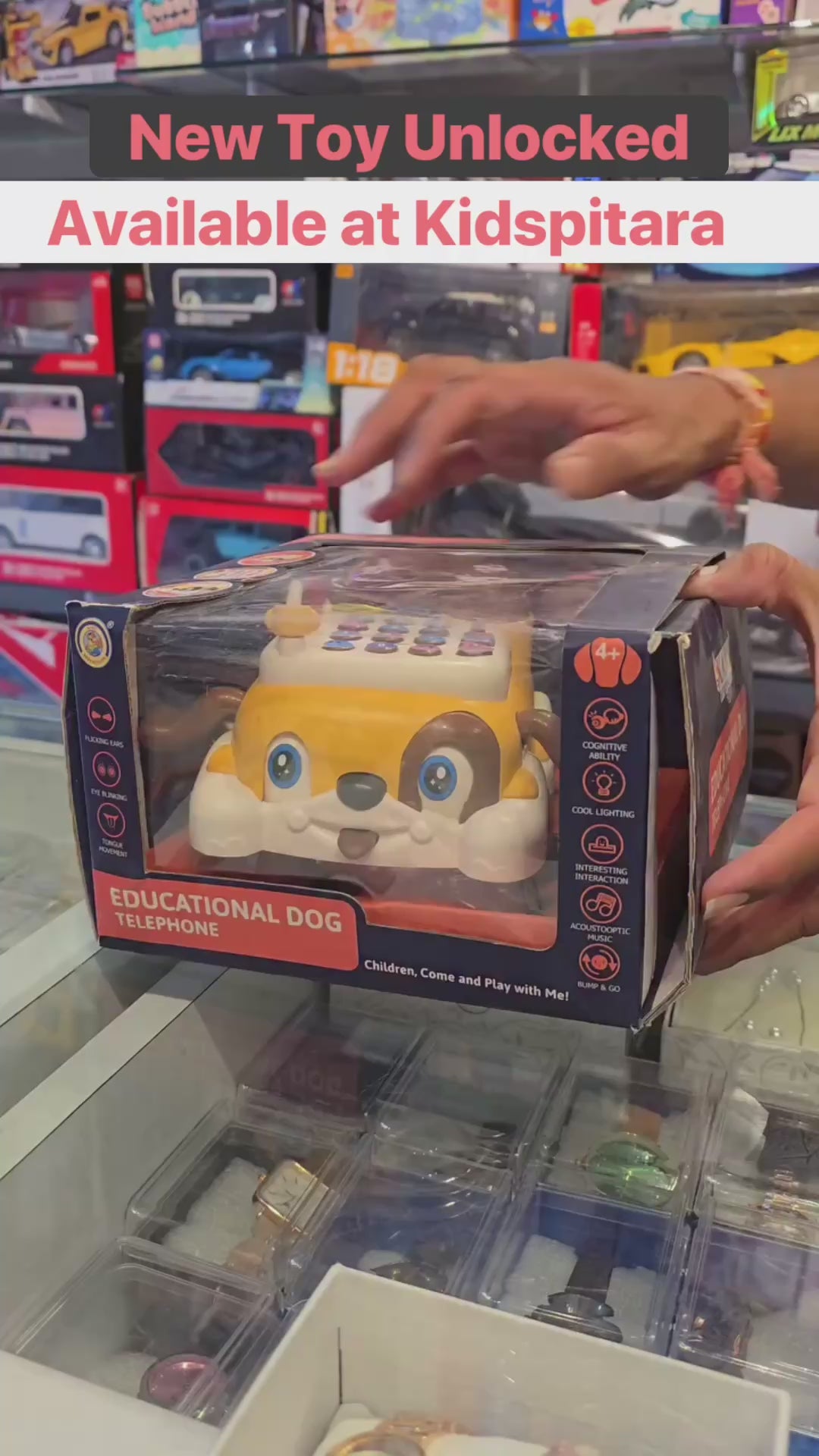 Puppy Dial Telephone Pull-Along Toy Car for Kids | Musical Dog Phone Toy with Rotating Wheels