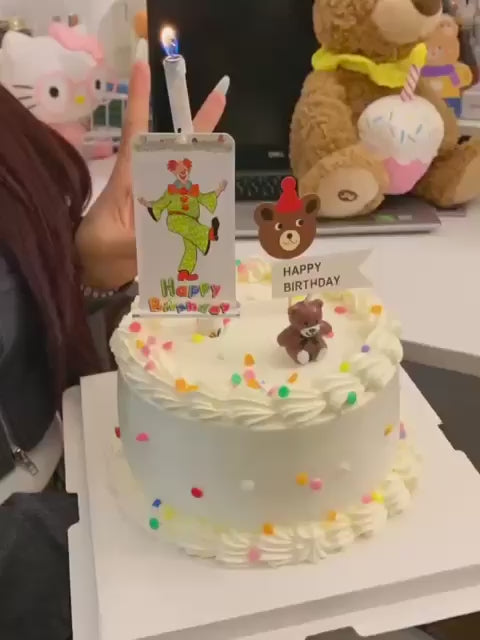 Birthday Card Candle with Clown Design – Cute Decorative Cake Topper