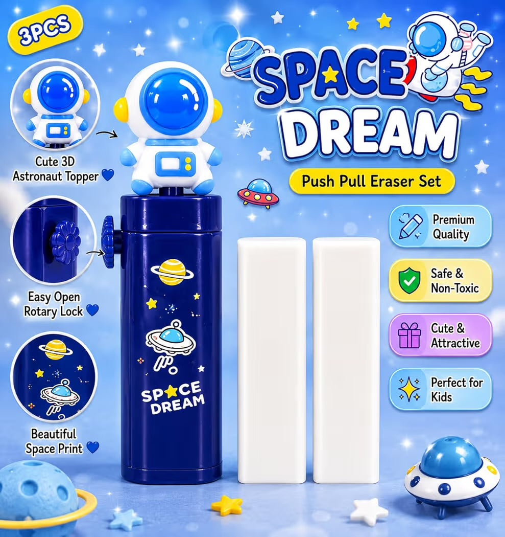 Space Dream / Panda / Unicorn Push-Pull Eraser Set (3 PCS)