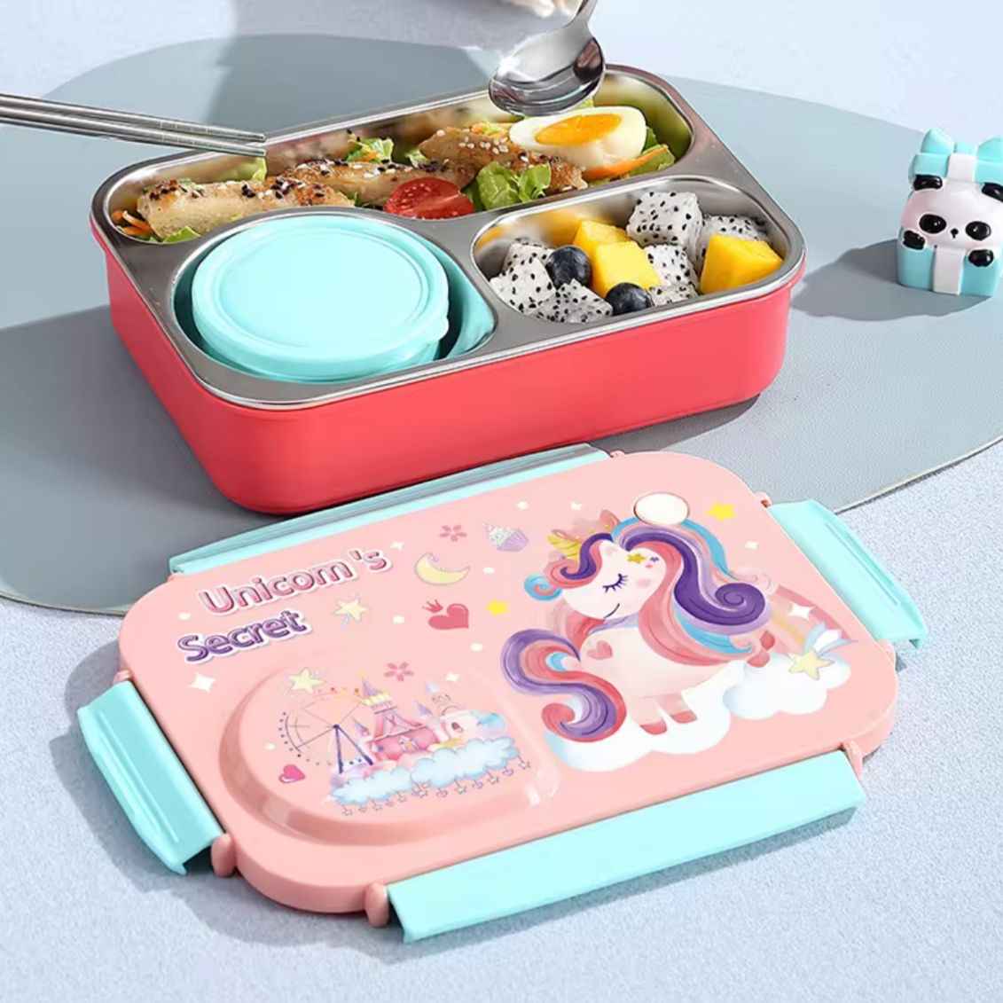 Kids Lunch Box Stainless Steel Leakproof | Cartoon School Tiffin Box