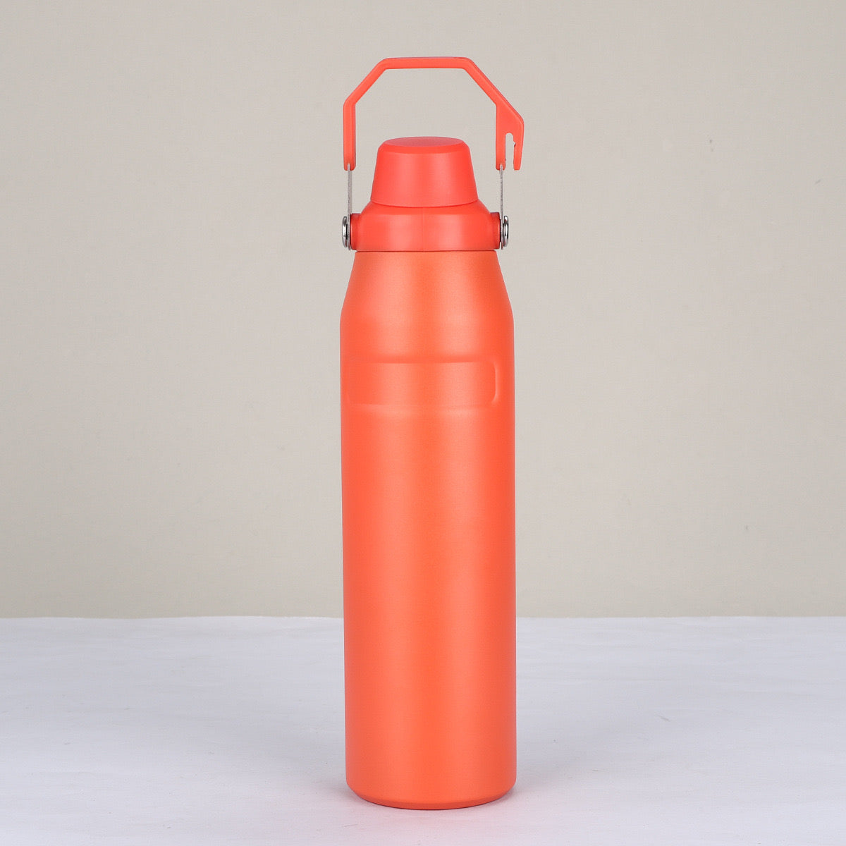 Orange insulated water bottle with handle – hot and cold flask