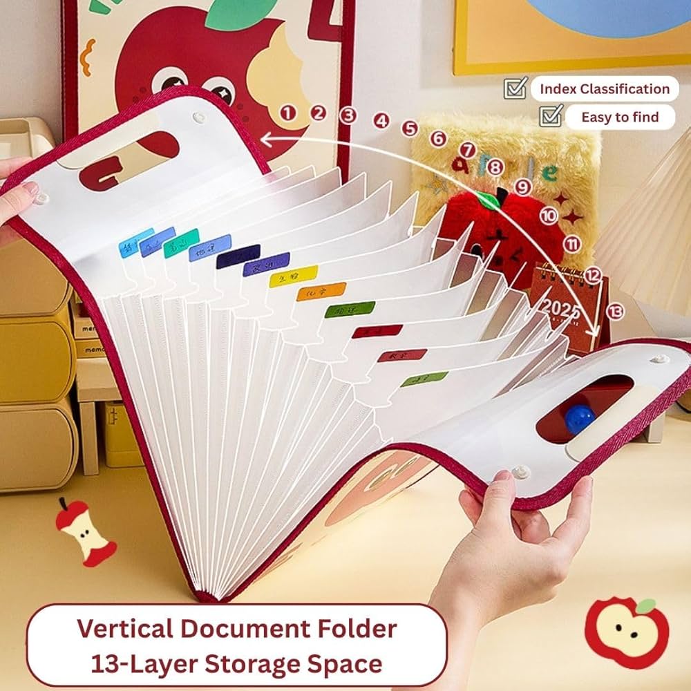 13 pocket accordion file organizer with colorful index tabs for easy document classification