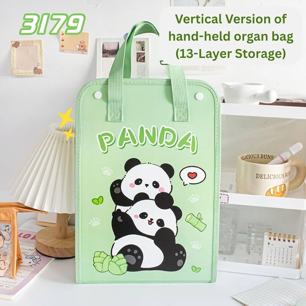 🐼 Cute Panda 13-Layer Document Organizer Bag  Stylish | Waterproof | School & Office Essential