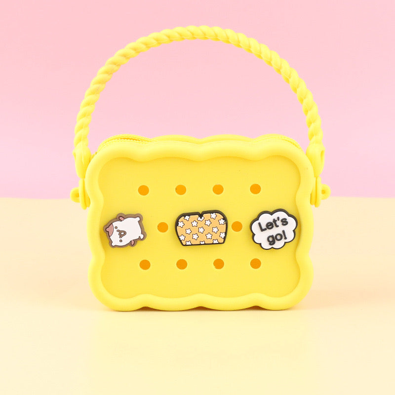 Yellow Silicone Kids Bag with Fun Animal Stickers